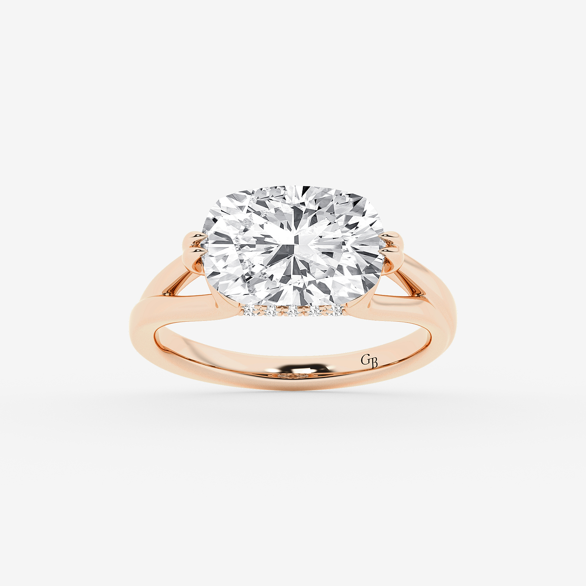 4 1/6 ctw Elongated Cushion Lab Grown Diamond Side Stone Engagement Ring